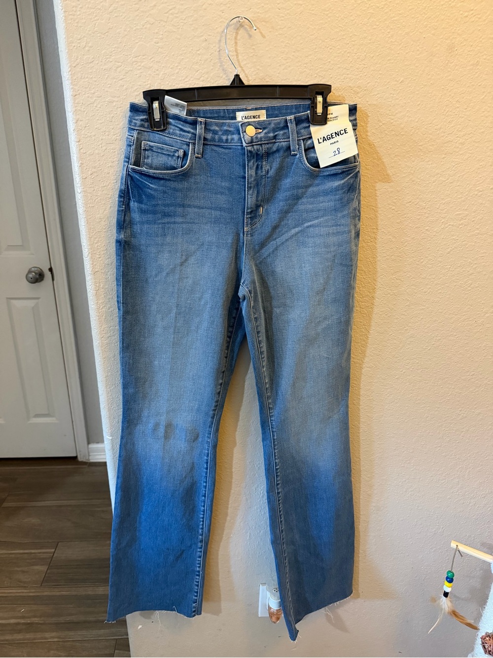 L'AGENCE Medium Blue Straight Leg Jeans